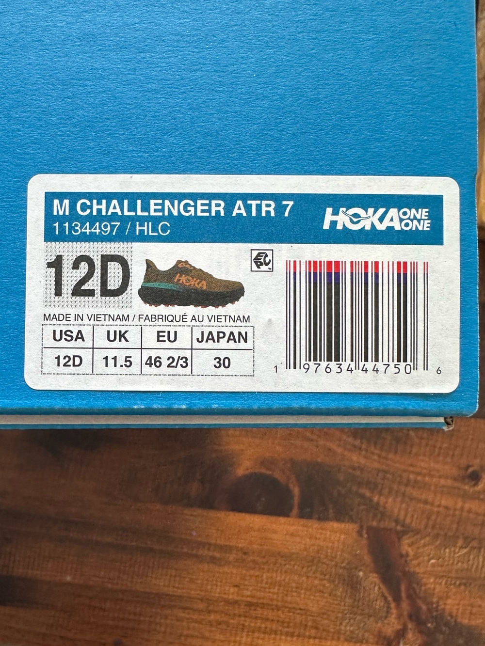 New in box Hoka One One Men's Challenger ATR 7 Box
